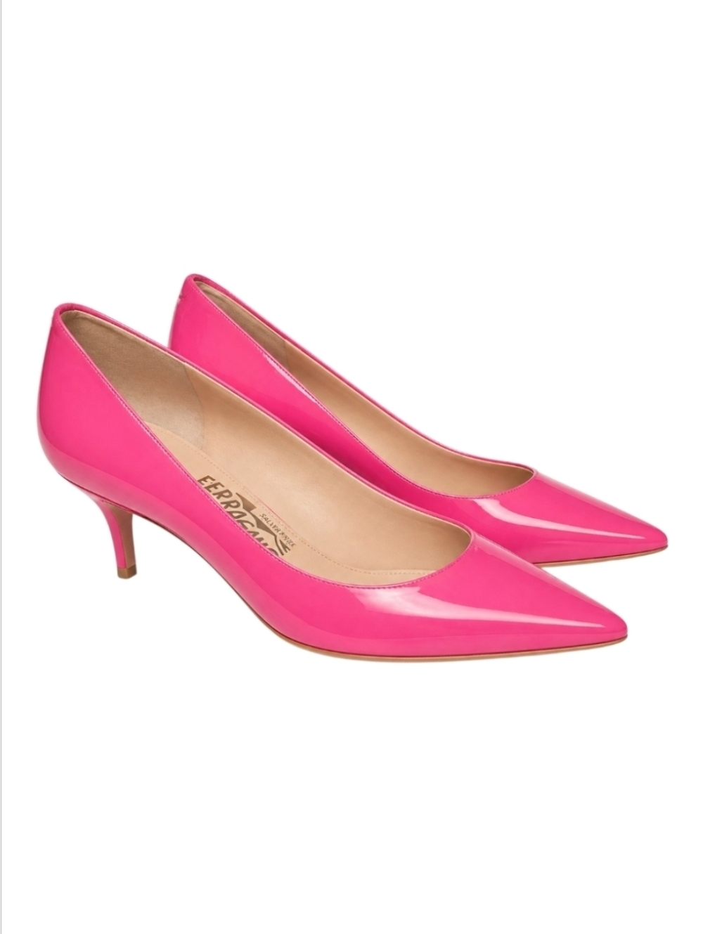 SALVATORE FERRAGAMO | Pink Patent Leather Pointed Toe Pumps Size 6